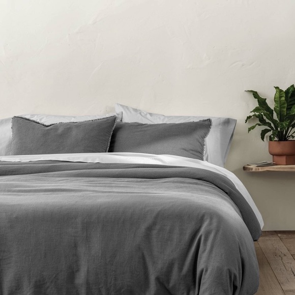 Casaluna used dark grey king linen duvet cover. Some pulls as shown in pics. - Picture 10 of 15